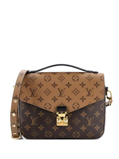Pre-owned Louis Vuitton Pochette Metis Reverse Monogram Canvas Crossbody Bag In Brown