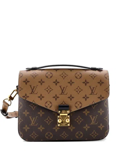 Pre-owned Louis Vuitton Pochette Metis Reverse Monogram Canvas Crossbody Bag In Brown