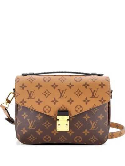 Pre-owned Louis Vuitton Pochette Metis Reverse Monogram Canvas Crossbody Bag In Brown