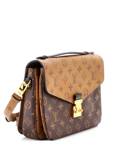 Pre-owned Louis Vuitton Pochette Metis Reverse Monogram Canvas Crossbody Bag In Brown