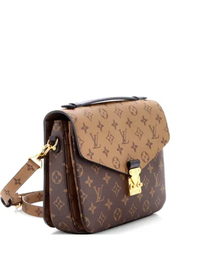 Pre-owned Louis Vuitton Pochette Metis Reverse Monogram Canvas Crossbody Bag In Brown