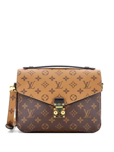 Pre-owned Louis Vuitton Pochette Metis Reverse Monogram Canvas Crossbody Bag In Brown