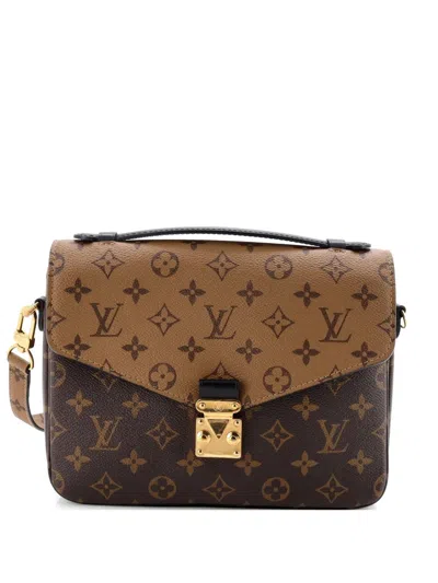 Pre-owned Louis Vuitton Pochette Metis Reverse Monogram Canvas Crossbody Bag In Brown