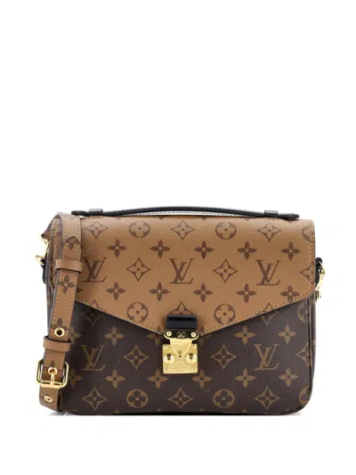Pre-owned Louis Vuitton Pochette Metis Reverse Monogram Canvas Crossbody Bag In Brown