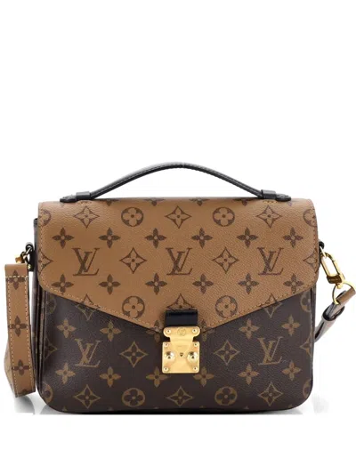 Pre-owned Louis Vuitton Pochette Metis Reverse Monogram Canvas Crossbody Bag In Brown