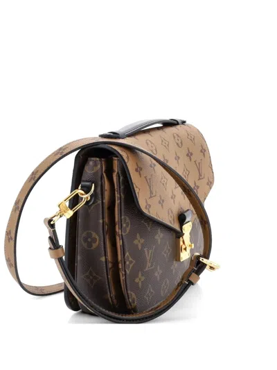 Pre-owned Louis Vuitton Pochette Metis Reverse Monogram Canvas Crossbody Bag In Brown