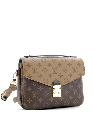 Pre-owned Louis Vuitton Pochette Metis Reverse Monogram Canvas Crossbody Bag In Brown