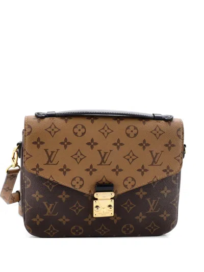 Pre-owned Louis Vuitton Pochette Metis Reverse Monogram Canvas Crossbody Bag In Brown