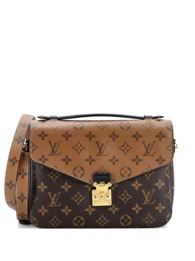 Pre-owned Louis Vuitton Pochette Metis Reverse Monogram Canvas Crossbody Bag In Brown