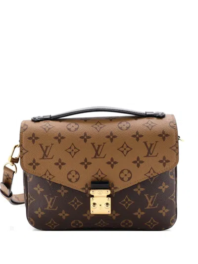 Pre-owned Louis Vuitton Pochette Metis Reverse Monogram Canvas Crossbody Bag In Brown