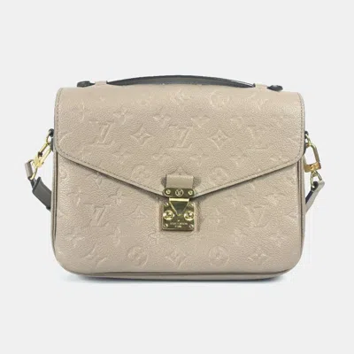 Pre-owned Louis Vuitton Pochette Metis Tourterelle Beige Monogram Empreinte Leather Shoulder Bag In Sand