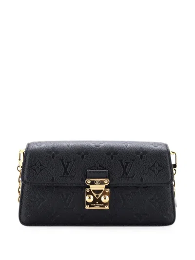 Pre-owned Louis Vuitton Pochette Metis Wallet On Chain Monogram Empreinte Leather Crossbody Bag In Black