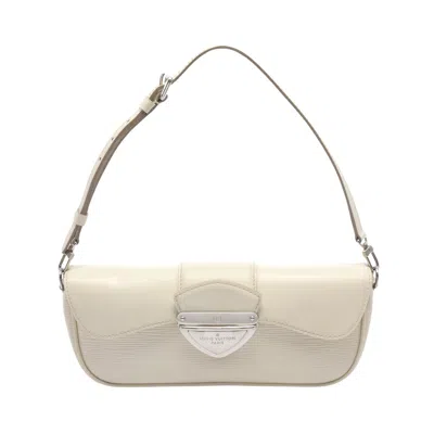 Pre-owned Louis Vuitton Pochette Montaigne Epi Yvoire Shoulder Bag Leather In White