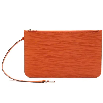 Pre-owned Louis Vuitton Pochette Neverfull Orange Leather Clutch Bag ()