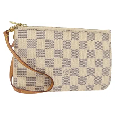 Pre-owned Louis Vuitton Pochette Neverfull White Canvas Clutch Bag ()
