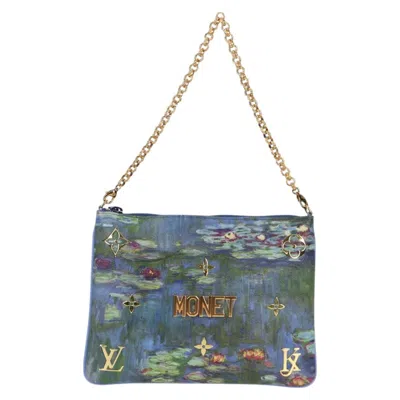 Pre-owned Louis Vuitton Pochette Plat Canvas Clutch Bag () In Blue
