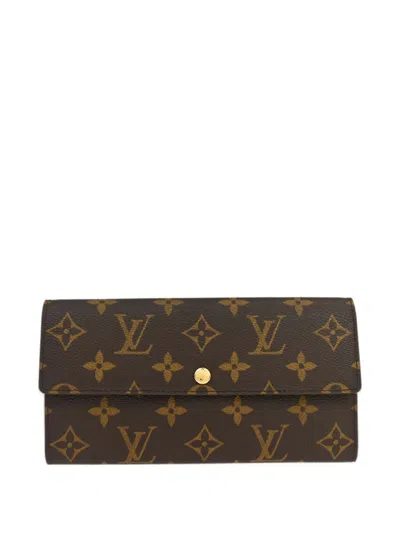 Pre-owned Louis Vuitton Pochette Porte Monnaie Monogram Canvas Credit Wallet In Brown