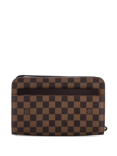 Pre-owned Louis Vuitton Pochette Saint Louis Damier Clutch Bag In Brown