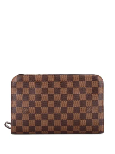 Pre-owned Louis Vuitton Pochette Saint Louis Damier Clutch Bag In Brown