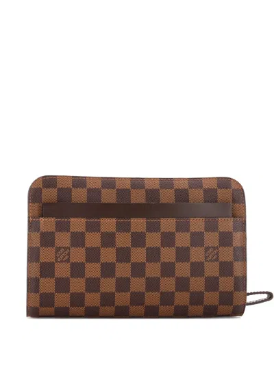 Pre-owned Louis Vuitton Pochette Saint Louis Damier Clutch Bag In Brown