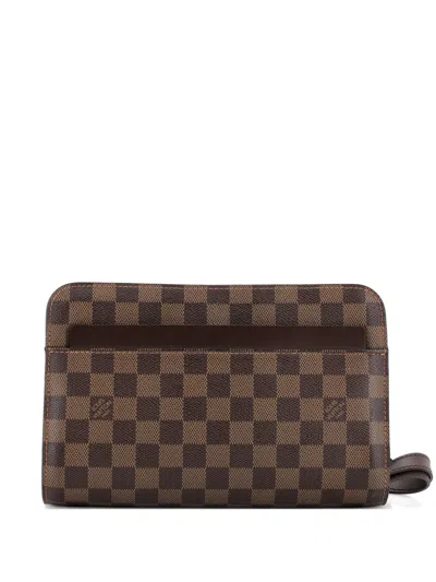 Pre-owned Louis Vuitton Pochette Saint Louis Damier Clutch Bag In Brown