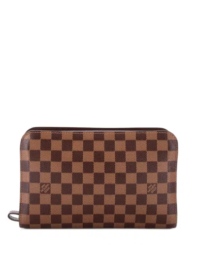 Pre-owned Louis Vuitton Pochette Saint Louis Damier Clutch Bag In Brown