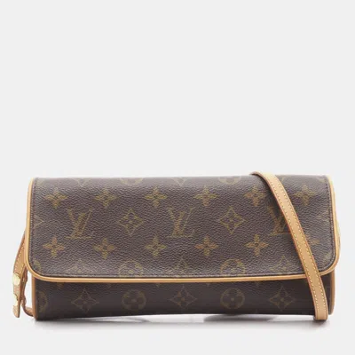 Pre-owned Louis Vuitton Pochette Twin Gm Brown Monogram Canvas Crossbody Bag