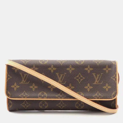 Pre-owned Louis Vuitton Pochette Twin Gm Brown Monogram Canvas Shoulder Bag