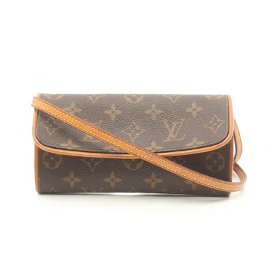 Pre-owned Louis Vuitton Pochette Twin Pm Monogram Shoulder Bag Pvc Leather Brown