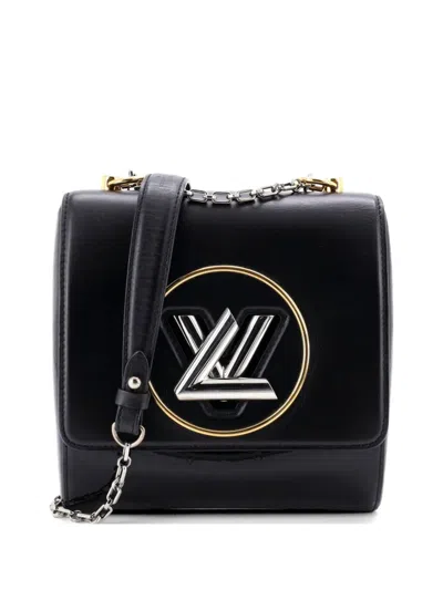 Pre-owned Louis Vuitton Pochette Twist Handbag Leather With Monogram Vernis Shoulder Bag In Black