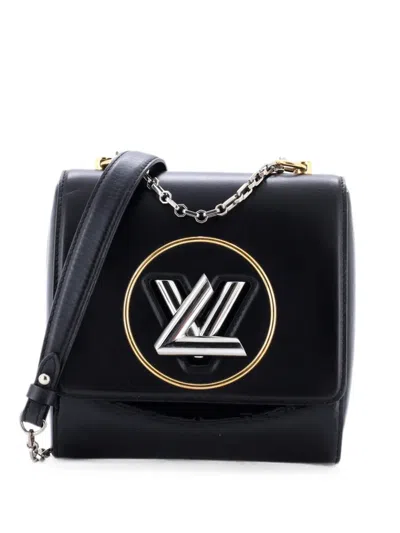 Pre-owned Louis Vuitton Pochette Twist Handbag Leather With Monogram Vernis Shoulder Bag In Black
