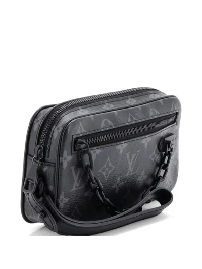 Pre-owned Louis Vuitton Pochette Volga Monogram Eclipse Canvas Clutch Bag In Black