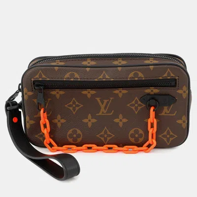 Pre-owned Louis Vuitton Pochette Volga Noir Monogram / Solar Powered Ray In Brown