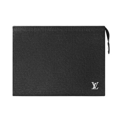 Pre-owned Louis Vuitton Pochette Voyage 'black Taiga Cowhide Leather' | Men's Size Onesize