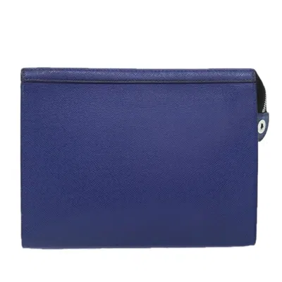 Pre-owned Louis Vuitton Pochette Voyage Blue Leather Clutch Bag ()