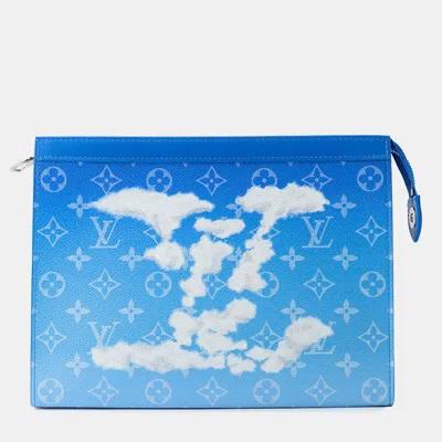 Pre-owned Louis Vuitton Pochette Voyage Blue/white Monogram Clouds