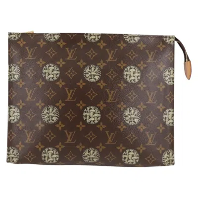 Pre-owned Louis Vuitton Pochette Voyage Brown Canvas Clutch Bag ()