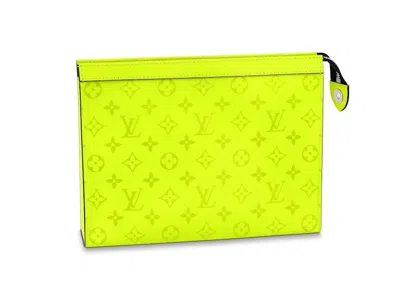 Pre-owned Louis Vuitton Pochette Voyage In Neon Yellow