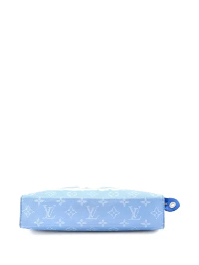 Pre-owned Louis Vuitton Pochette Voyage Limited Edition Monogram Clouds Mm Clutch Bag In Blue