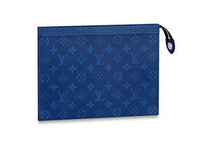 Pre-owned Louis Vuitton Pochette Voyage Mm In Pacific Blue