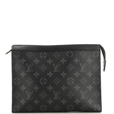 Pre-owned Louis Vuitton Pochette Voyage Monogram Eclipse Canvas Mm In Black