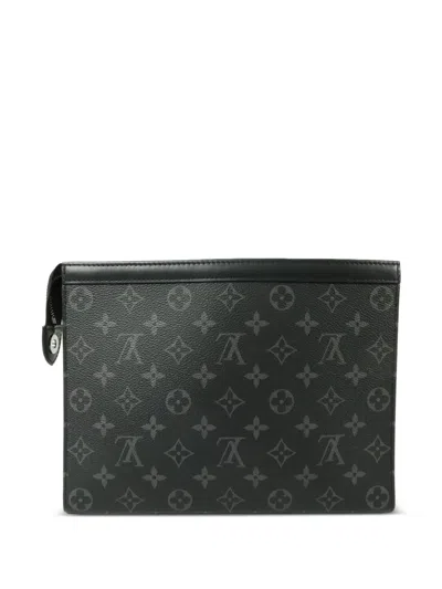 Pre-owned Louis Vuitton Pochette Voyage Monogram Eclipse Clutch Bag In Black