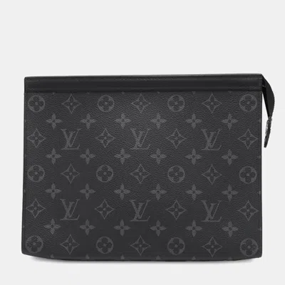 Pre-owned Louis Vuitton Pochette Voyage Noir Monogram Eclipse Size Mm In Black