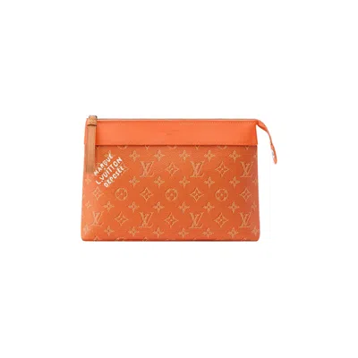 Pre-owned Louis Vuitton Pochette Voyage Souple 'caramel Monogram Heritage Canvas' | Orange | Men's Size Onesiz