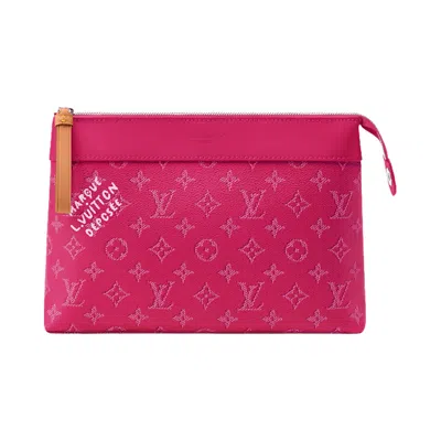 Pre-owned Louis Vuitton Pochette Voyage Souple 'rose Pondichery Monogram Heritage Canvas' | Red | Women's Size