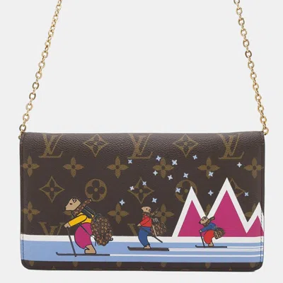 Pre-owned Louis Vuitton Pochette Weekend Pink Monogram In Brown