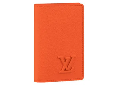 Pre-owned Louis Vuitton Pocket Organizer Aerogram In Orange