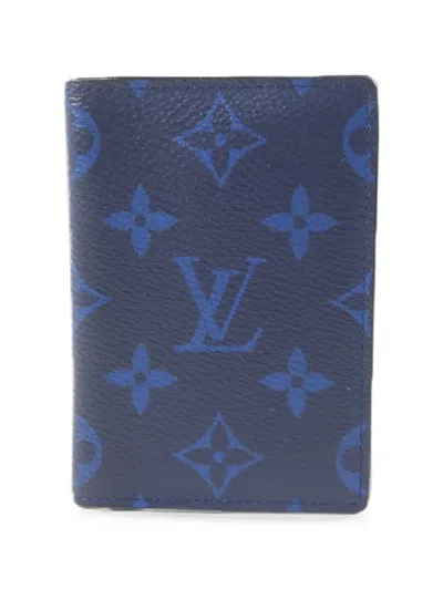 Pre-owned Louis Vuitton Pocket Organizer Card Case In Blue