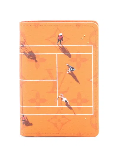 Pre-owned Louis Vuitton Pocket Organizer Limited Edition Monogram Sports Canvas Card Holder In Orange