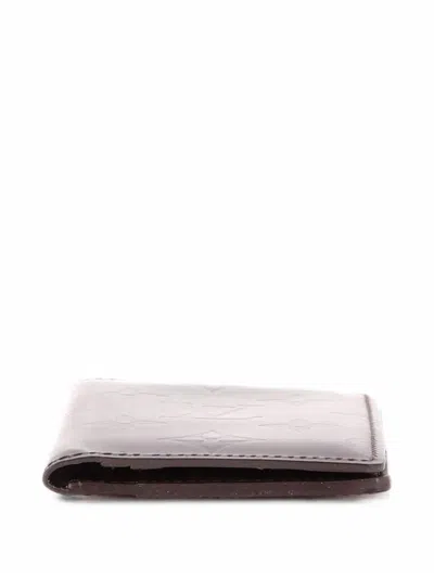 Pre-owned Louis Vuitton Pocket Organizer Monogram Glace Leather Card Holder In Brown